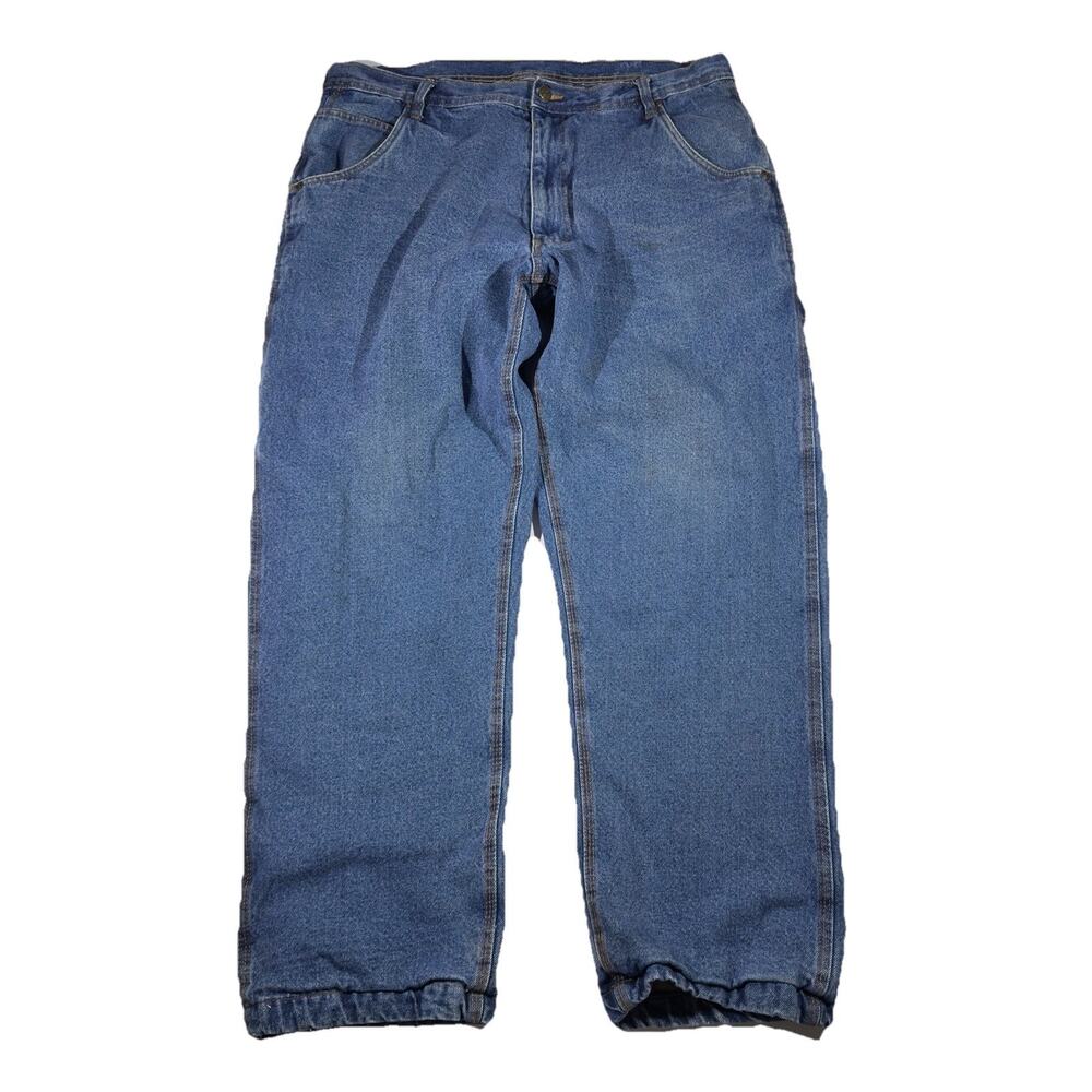 Lakin & McKey Trading Co. Flannel Fleece Lined Carpenter Jeans 36x30 Medium Blue - Picture 9 of 13